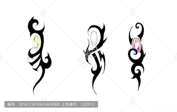 紋身藝術(shù)；黑色部落與寶石素描