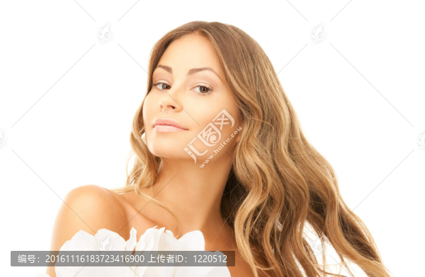 美麗的女人，白色的花