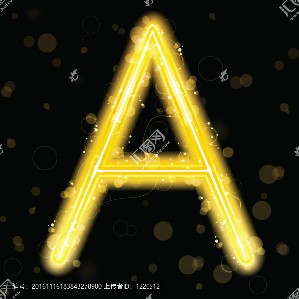 金色閃光，閃爍字母字母
