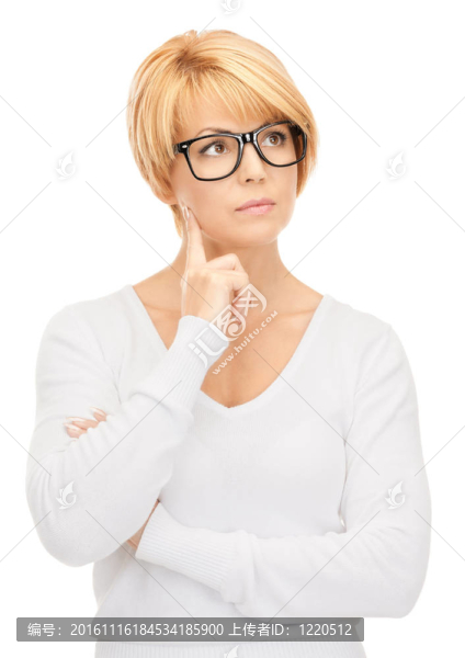 沉思的女商人在白