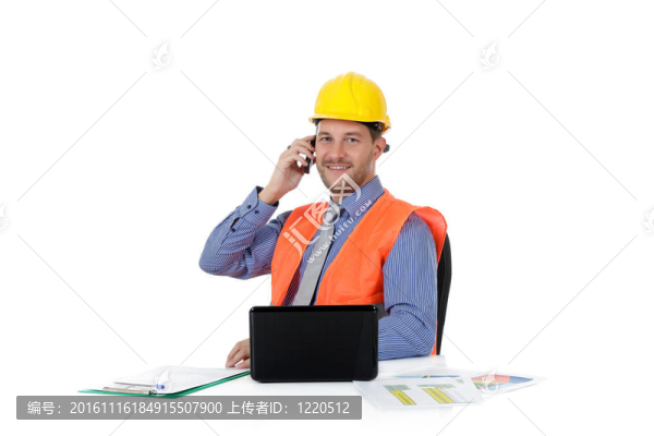 成功的有吸引力的白人建筑師；說話