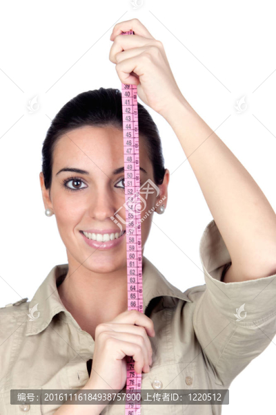 帶磁帶的漂亮女孩