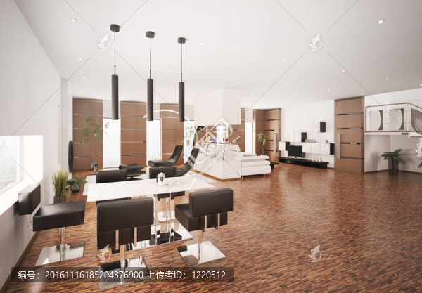 現(xiàn)代公寓3D渲染的內(nèi)部