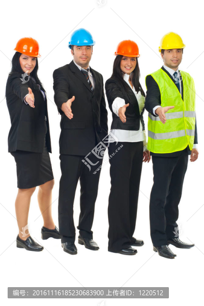一組建筑師與手開放