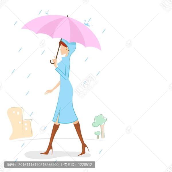 下雨天的女士