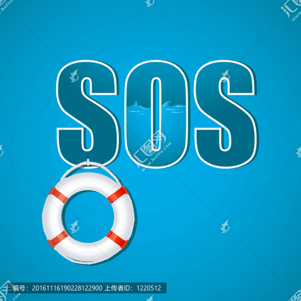 SOS文本與救生圈