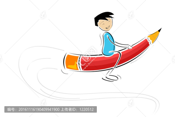 小孩在鉛筆上飛