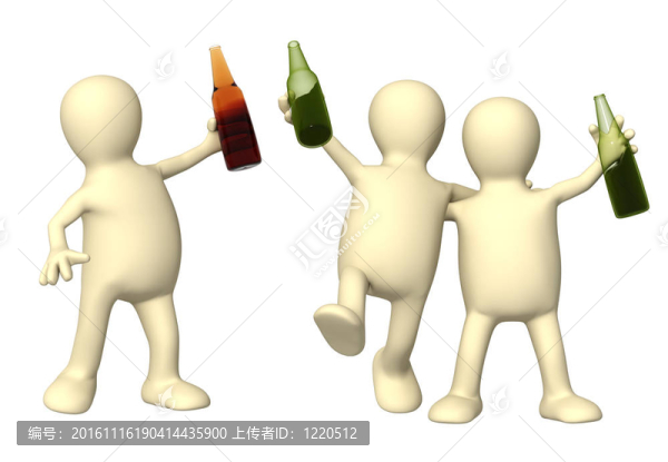 和啤酒瓶的快樂的朋友