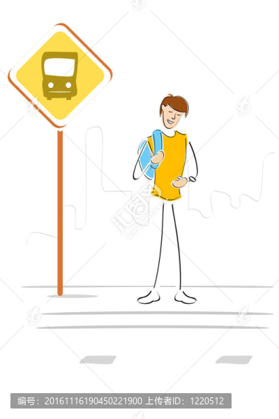 學(xué)生在公共汽車(chē)站候車(chē)
