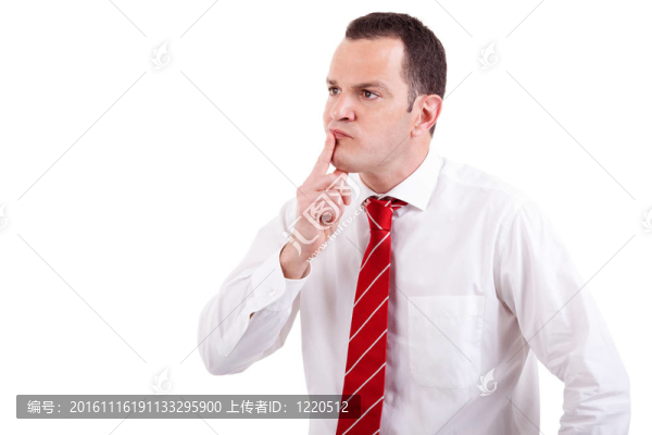 一個商人的肖像；在白色背景下孤立。工作室拍攝。