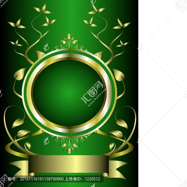 一個(gè)綠色和金色的花設(shè)計(jì)