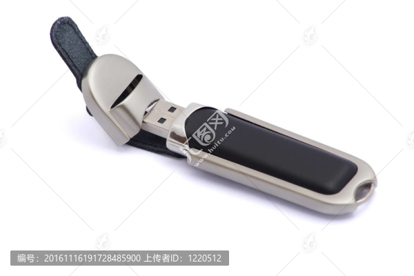 黑色皮革的USB閃存驅(qū)動器。