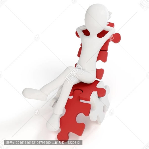 3D男子放松在一個謎椅