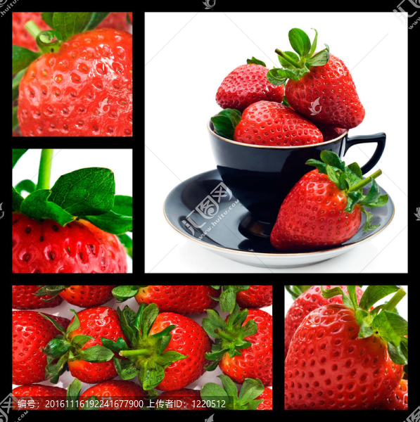 Strawberry拼貼-成熟的新鮮草莓