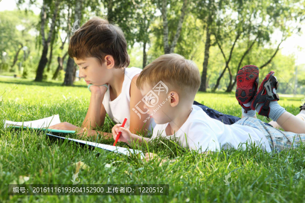 兩個兄弟在公園里