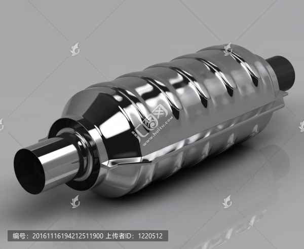 灰色背景反射消聲器3D