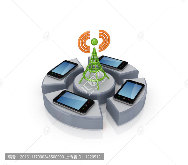 細胞塔周圍的現(xiàn)代手機。