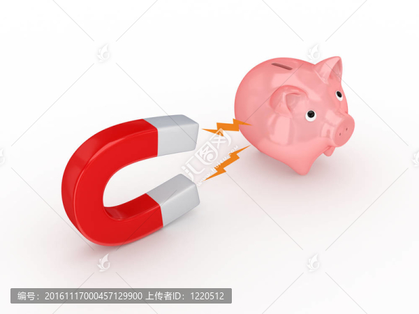 磁鐵和粉紅小豬銀行。