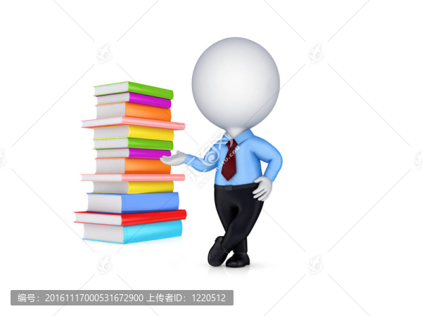 3D小人物和彩色書籍。