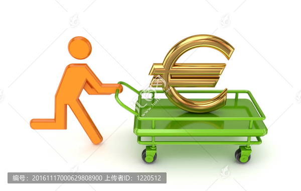 3D小人物與黃金歐元簽。