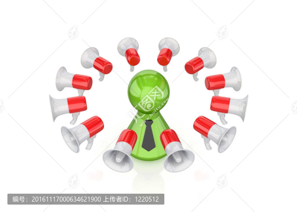 豐富多彩的擴音器3D小的人。