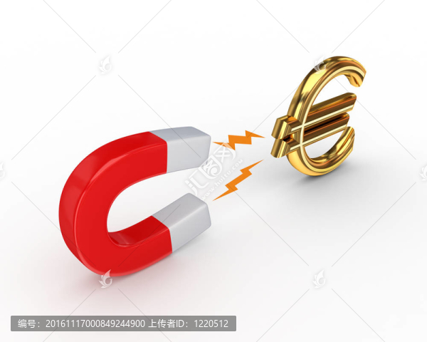 磁鐵和歐元標(biāo)志。