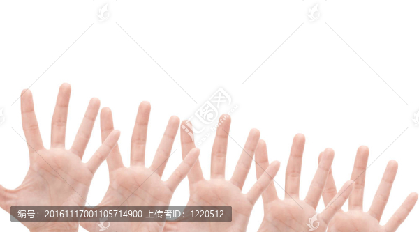 打開女人的手或數(shù)字五孤立在白色
