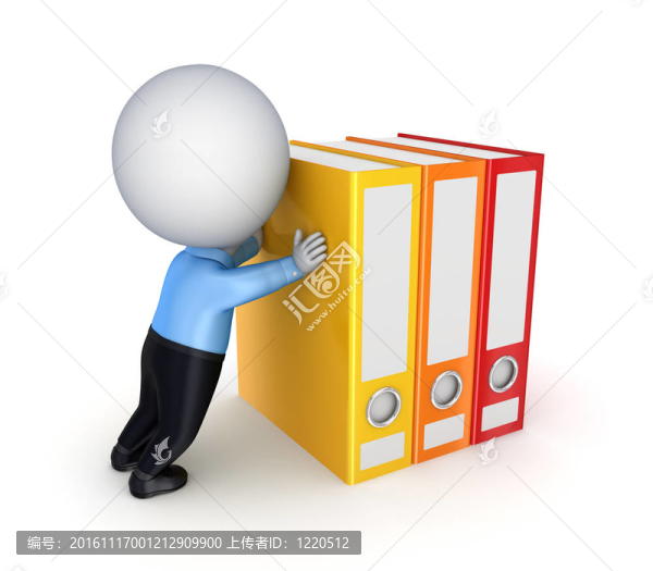 3D小人物推七彩文件夾。