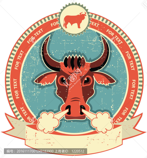 公牛頭標(biāo)簽舊紙張紋理老式風(fēng)格