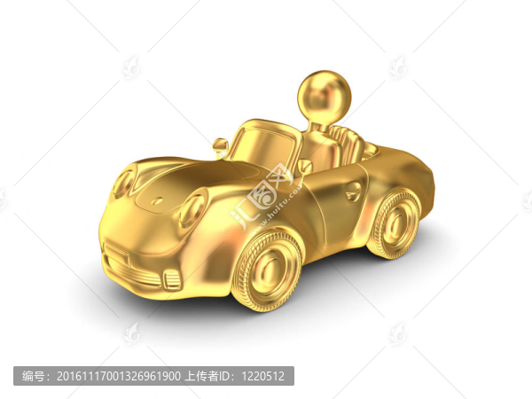 白色背景上的金色車。