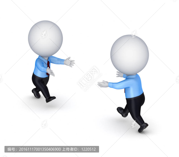 3D小的人互相運行。