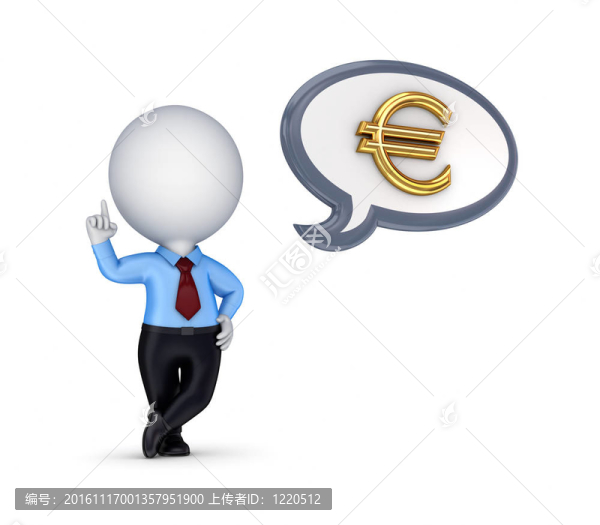 具有金色歐元標(biāo)志的3D小人物。
