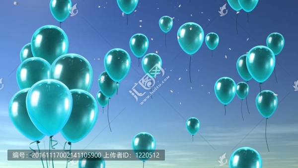 天空背景下的綠色氣球