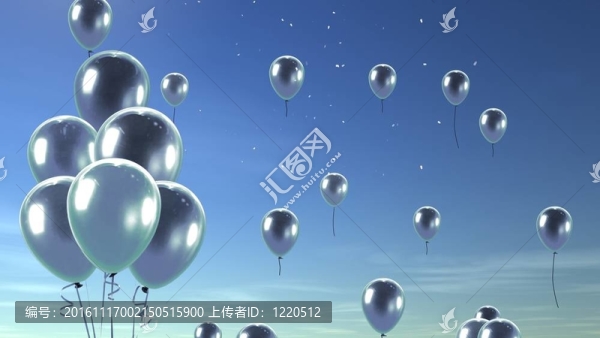 天空背景下的銀氣球