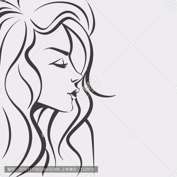 素描-美麗的女人臉