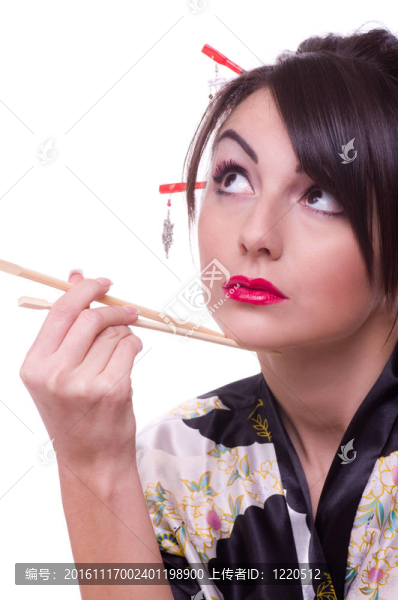 在日本的和服的女人