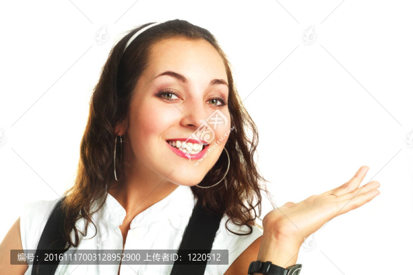 漂亮的女商人指著什么東西