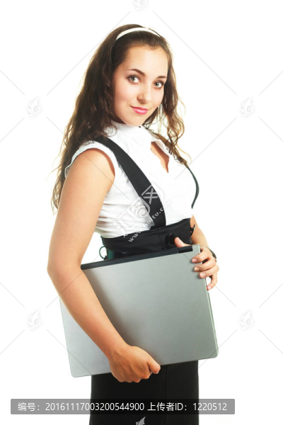 帶筆記本電腦的女孩