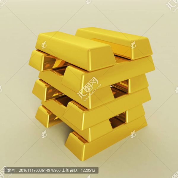 白色背景上的金條