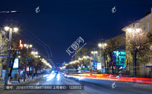 冬天的街道夜景