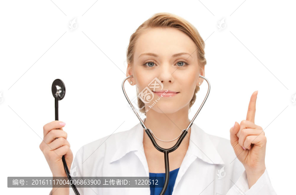 漂亮的女醫(yī)生用聽診器