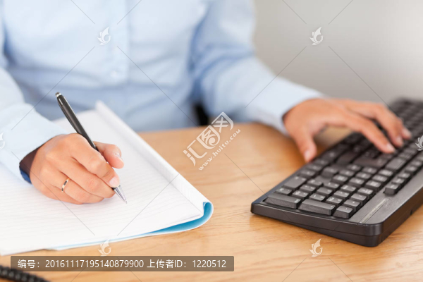 華麗的女商人打字和寫作