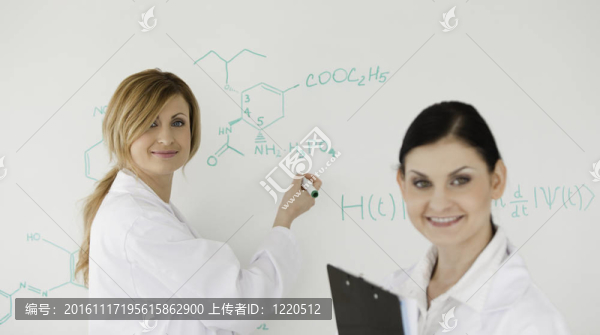 通過她的助手幫助吸引科學家寫公式