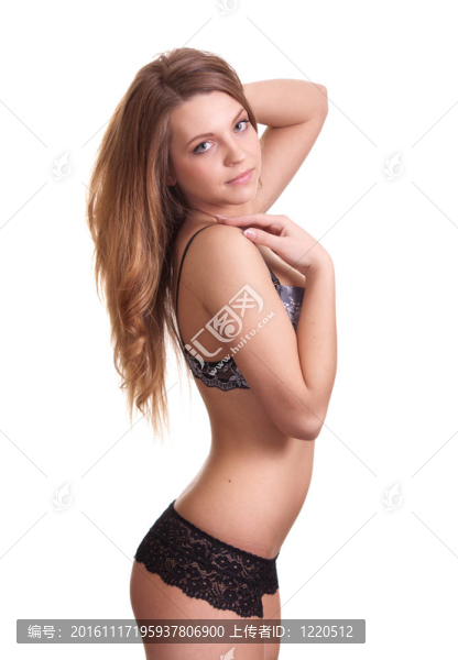 美麗性感的女人穿著黑色內(nèi)衣