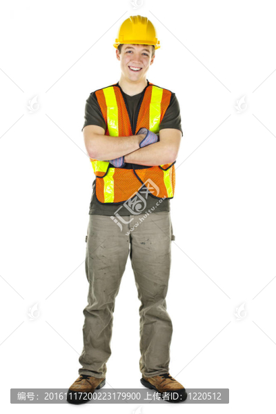 建筑工人微笑