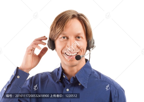 在呼叫中心工作的商人