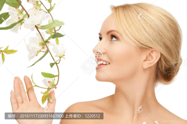 美麗的女人與蘭花