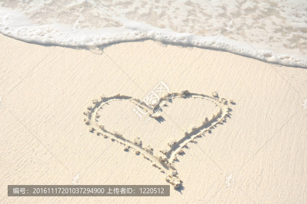 Beach的心在沙灘上