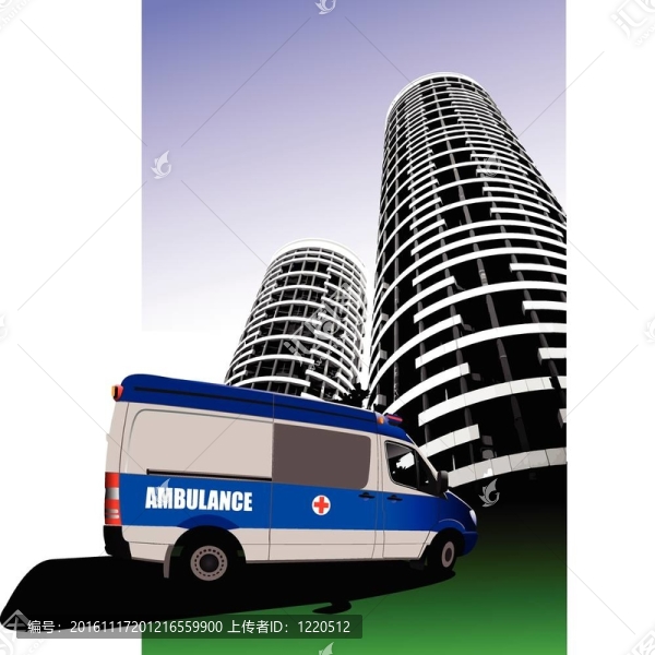 在路上，救護(hù)車的面包車