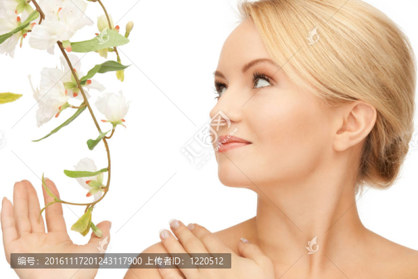 美麗的女人與蘭花